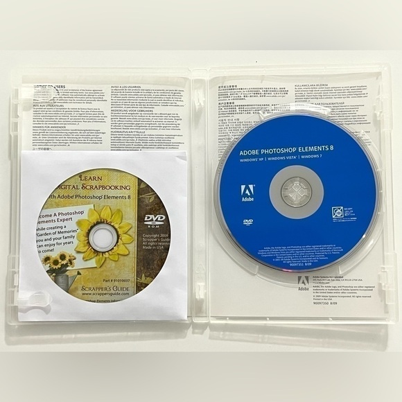 Adobe Photoshop Elements 8 w/ Serial Number & Learn Digital Scrapbooking DVD PC - Picture 2 of 8